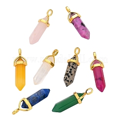 Natural Mixed Gemstone Pointed Pendants&nbsp;G-CJ0001-30