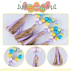 Easter Wood Beaded Napkin Rings with Tassels&nbsp;HJEW-WH0042-97