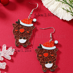 Cute Christmas Reindeer Acrylic Dangle Earrings&nbsp;WY1502-3