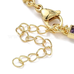 Rectangle Brass Pave Cubic Zirconia Link Chain Bracelets for Women&nbsp;BJEW-P385-05G-04