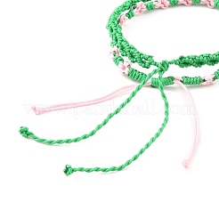 2Pcs 2 Colors Peach Blossom Braided Cord Bracelet&nbsp;BJEW-JB07610-04