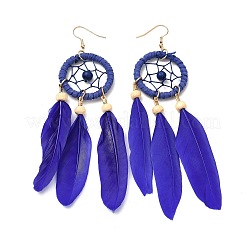 Feather Woven Net Chandelier Earrings&nbsp;EJEW-H090-01H