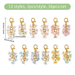 36Pcs 12 Styles Acrylic Flower Pendant Decorations&nbsp;HJEW-CA00069