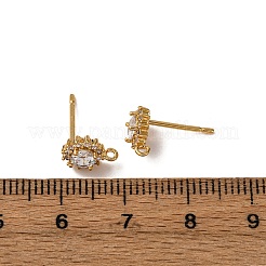 Brass Pave Clear Cubic Zirconia Stud Earring Findings&nbsp;KK-Z121-07G