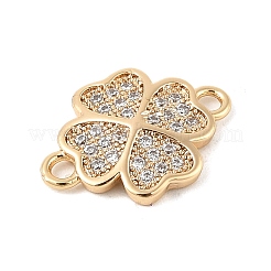 Brass Micro Pave Clear Cubic Zirconia Connector Charms&nbsp;KK-R219-08G