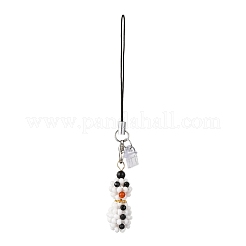 Christmas Snowman Glass Seed Beads Mobile Straps&nbsp;HJEW-MZ00294-01