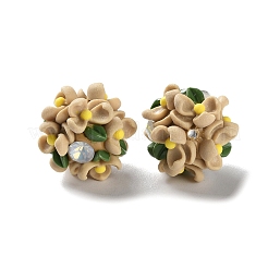 Luminous Polymer Clay Rhinestone Floral Ball Beads&nbsp;CLAY-U002-01