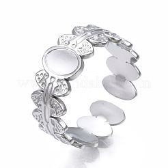 Non-Tarnish 304 Stainless Steel Oval Wrap Open Cuff Ring&nbsp;RJEW-T023-14P