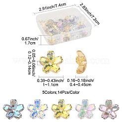70Pcs 5 Colors Transparent Electroplate Glass Bead Caps&nbsp;EGLA-FS0001-55
