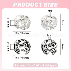4Pcs 2 Colors 925 Sterling Silver Bead Caps&nbsp;STER-BC0002-34