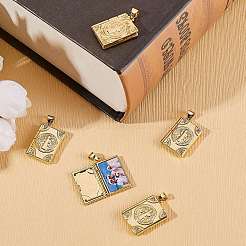5Pcs Rack Plating Brass Micro Pave Clear Cubic Zirconia Locket Pendants&nbsp;ZIRC-SZ0003-78