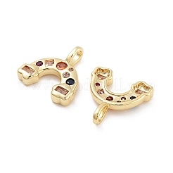Rainbow Rack Plating Brass Micro Pave Cubic Zirconia Charms&nbsp;KK-G512-25G-02