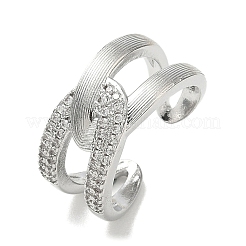 Brass Micro Pave Cubic Zirconia Cuff Open Rings&nbsp;RJEW-C163-15P