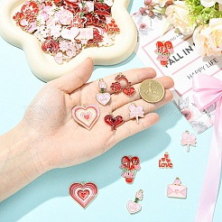 40Pcs 10 Styles Valentine's Day Theme Alloy Enamel Pendants&nbsp;ENAM-YW0008-63A