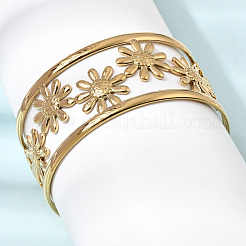 304 Stainless Steel Open Cuff BangleS for Women&nbsp;BJEW-K306-01G