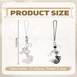 2Pcs 2 Colors Goldfish & Star Resin & Alloy Mobile Straps&nbsp;AJEW-LP0004-39