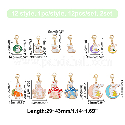 Alloy Enamel with Pearl Rabbit Pendant Stitch Markers&nbsp;HJEW-AB00288
