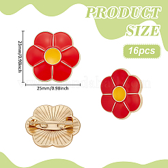 16Pcs Flower Zinc Alloy Enamel Lapel Pins for Backpack Clothes&nbsp;JEWB-FG0001-76