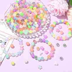 500Pcs 5 Styles Luminous Acrylic Beads&nbsp;LACR-YW0001-05