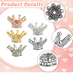 5Pcs 5 Colors Alloy Rhinestone Crown Beads&nbsp;FIND-SC0023-77