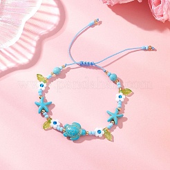 2Pcs 2 Colors Ocean Theme Synthetic Turquoise & Glass Seed Beaded Bracelets&nbsp;BJEW-MZ00305