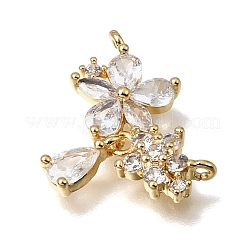 Brass Pave Clear Cubic Zirconia Pendants&nbsp;KK-K427-05C-G