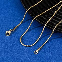 1.2MM 304 Stainless Steel Rondelle Bead Round Snake Chain Necklaces&nbsp;NJEW-K291-03G