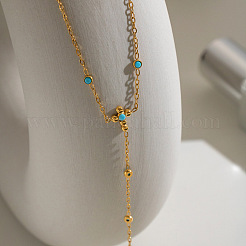 Natural Turquoise 304 Stainless Steel Flower Hand Chain Ring Bracelets for Women&nbsp;EH8478