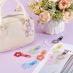 10Pcs 10 Colors Hollow Out Star Resin Pendant Decorations&nbsp;AJEW-BBC0001-12A