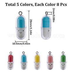 40Pcs 5 Colors Translucent Plastic Pendants&nbsp;KY-SC0001-75