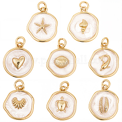 16Pcs 8 Styles Ocean Theme Brass Enamel Pendants&nbsp;KK-SC0007-30