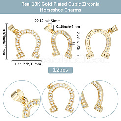 12Pcs Rack Plating Brass Micro Pave Cubic Zirconia Pendants&nbsp;KK-BBC0019-78