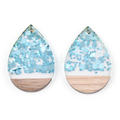 Transparent Resin & White Wood Pendants&nbsp;RESI-N039-56