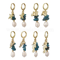 Ocean Brass Leverback Earrings&nbsp;EJEW-JE07463