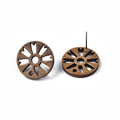 Walnut Wood Stud Earring Findings&nbsp;MAK-N032-042