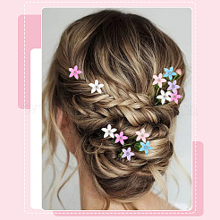 30Pcs 5 Colors Zinc Alloy Resin Hair Fastener&nbsp;OHAR-SC0001-16A