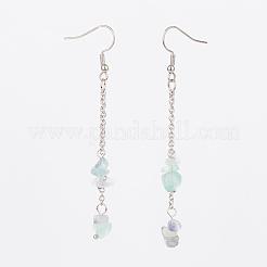 Natural Gemstone Chip Dangle Earrings&nbsp;EJEW-JE02417