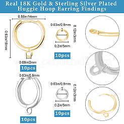20Pcs 2 Colors Brass Huggie Hoop Earring Findings&nbsp;KK-BBC0021-38
