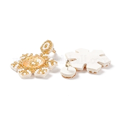 Christmas Snowflake Glass Seed Braided Dangle Stud Earrings&nbsp;EJEW-B011-01B