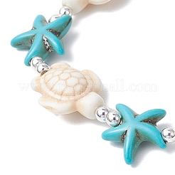 Synthetic Turquoise Beaded Stretch Bracelets for Men Women&nbsp;BJEW-JB11760-02