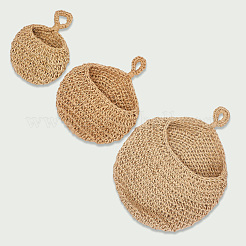 3Pcs 3 Styles Handmade Woven Cotton Fruit Net Hanging Baskets&nbsp;AJEW-GF0011-57A