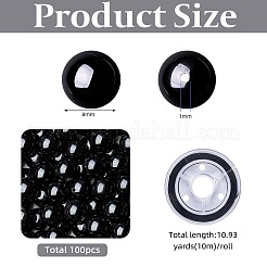 100Pcs Natural Black Tourmaline Round Beads with Strong Stretchy Beading Elastic Thread&nbsp;G-SZ0002-30