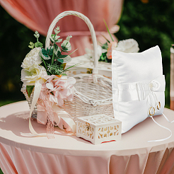 Satin Ring Pillow Cushion Bearer&nbsp;RDIS-WH0019-07