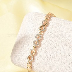 Brass Micro Pave Cubic Zirconia Link Chain Bracelets&nbsp;KK-R217-46G