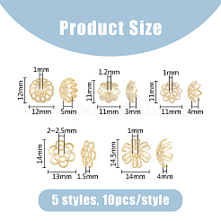 50Pcs 5 Styles 304 & 201 Stainless Steel Fancy Bead Caps&nbsp;STAS-DC0014-95