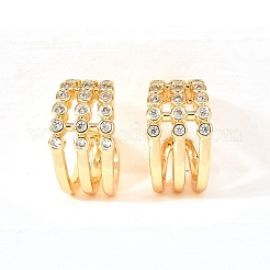 Brass Micro Pave Clear Cubic Zirconia Cuff Earrings&nbsp;EJEW-F370-38B-G