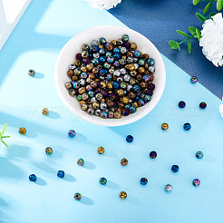 250Pcs 10 Colors Electroplated Natural Lava Rock Beads Strands&nbsp;G-PJ0001-03A