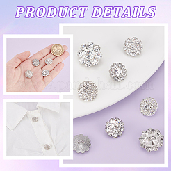 24Pcs 4 Styles 1-Hole Alloy Rhinestone Shank Buttons&nbsp;BUTT-GA0001-18
