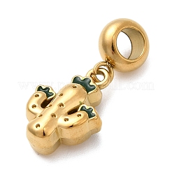 304 Stainless Steel Green Enamel European Dangle Charms&nbsp;STAS-D153-15G