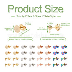 80Pcs 8 Style 304 Stainless Steel Stud Earring Findings&nbsp;STAS-PJ0001-40